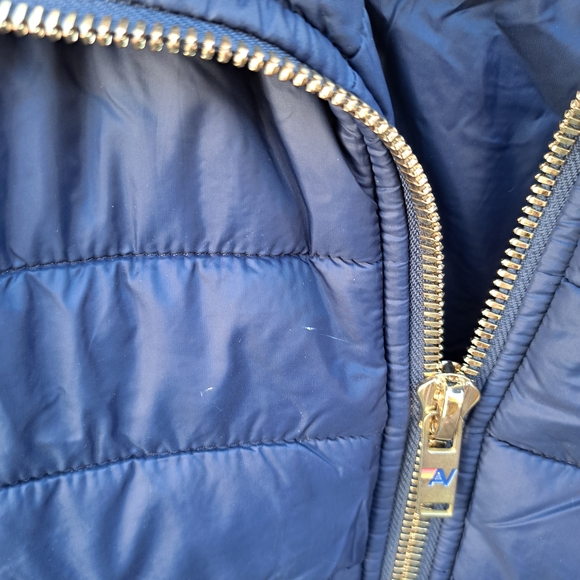 Aviator Nation Navy Puffer Jacket with Rainbow Logo and Sherpa Collar - Picture 3 of 5